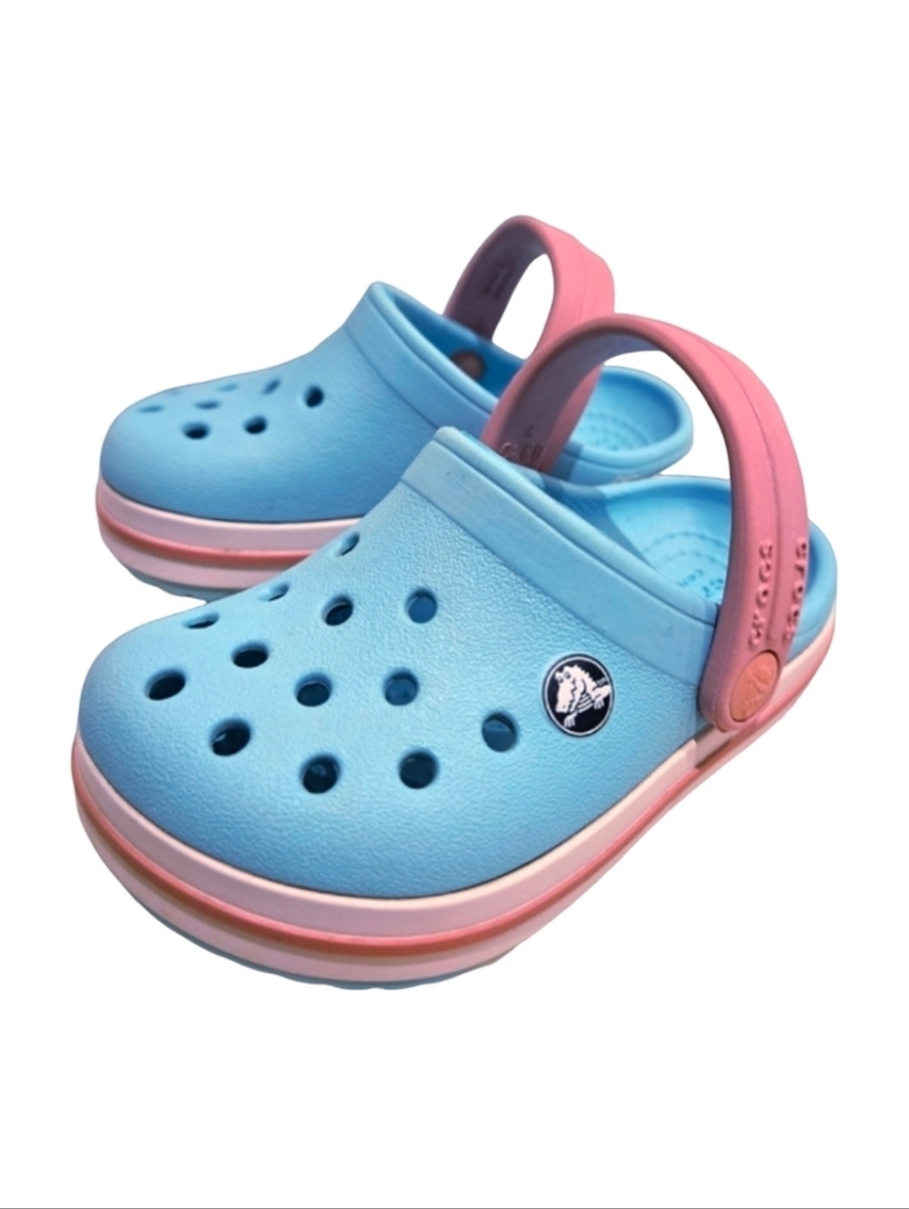 Like New CROCS Crocband Clog Kids – Rare Ice Blue/White Color – Size C5 - Picture 1 of 9